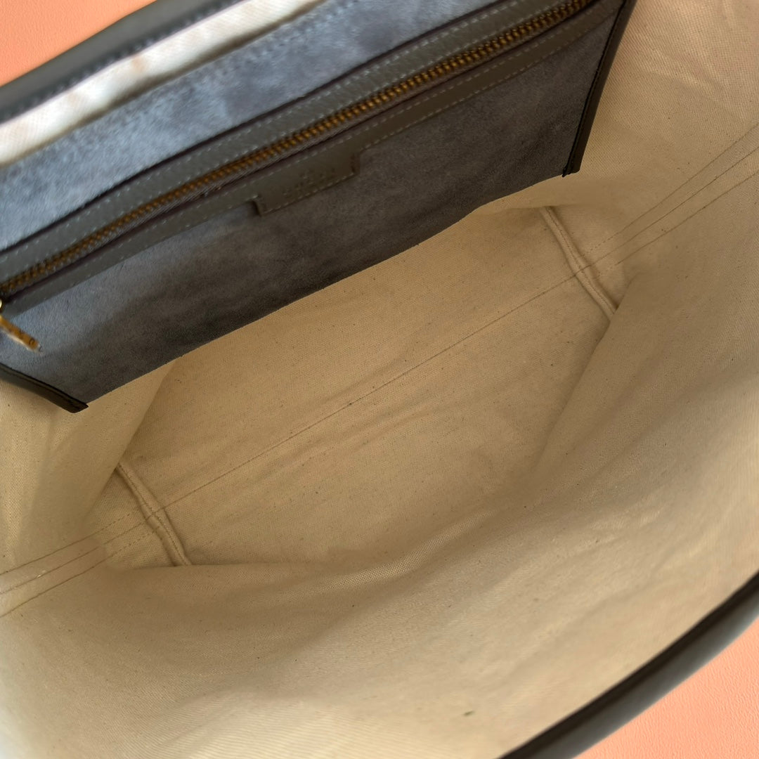 GG FW25 Ophidia Large Tote Bag 30 Slate Gray Suede Cowhide