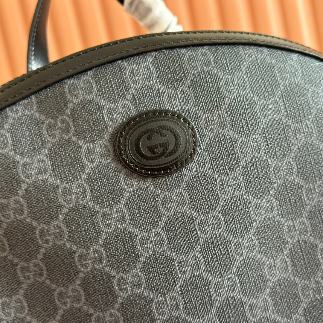 Gucci Interlocking G Backpack in Black GG Supreme Canvas Leather 273684