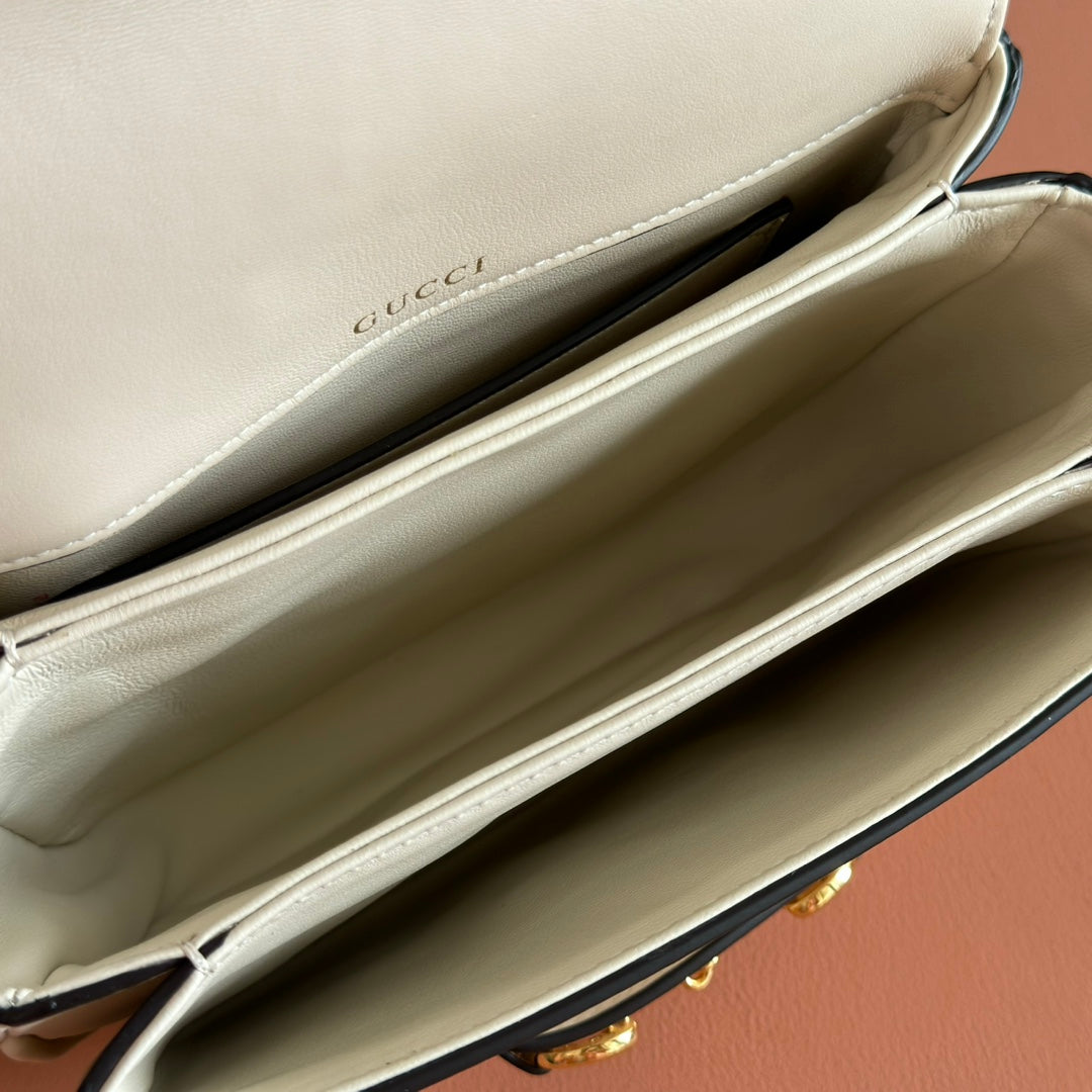 Gucci Horsebit 1955 Small Shoulder Bag White Leather 273708