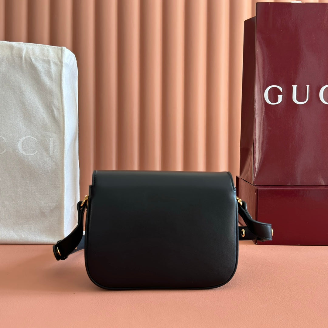 Gucci Horsebit 1955 Small Shoulder Bag Black Leather 273708