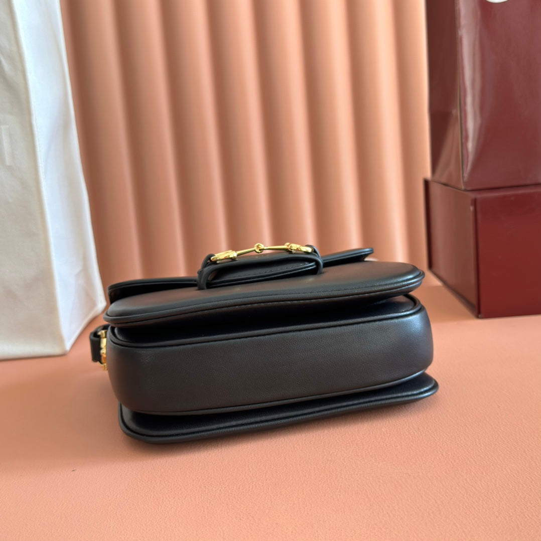 Gucci Horsebit 1955 Small Shoulder Bag Black Leather 273708
