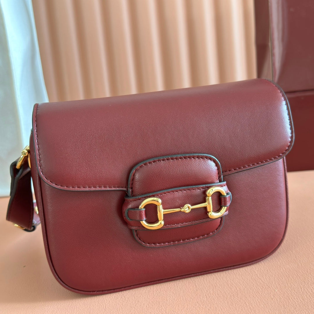 Gucci Horsebit 1955 Small Shoulder Bag Burgundy Leather 273708