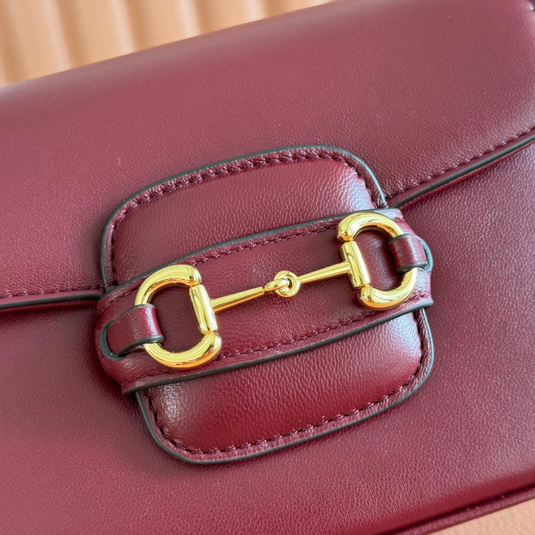 Gucci Horsebit 1955 Small Shoulder Bag Burgundy Leather 273708