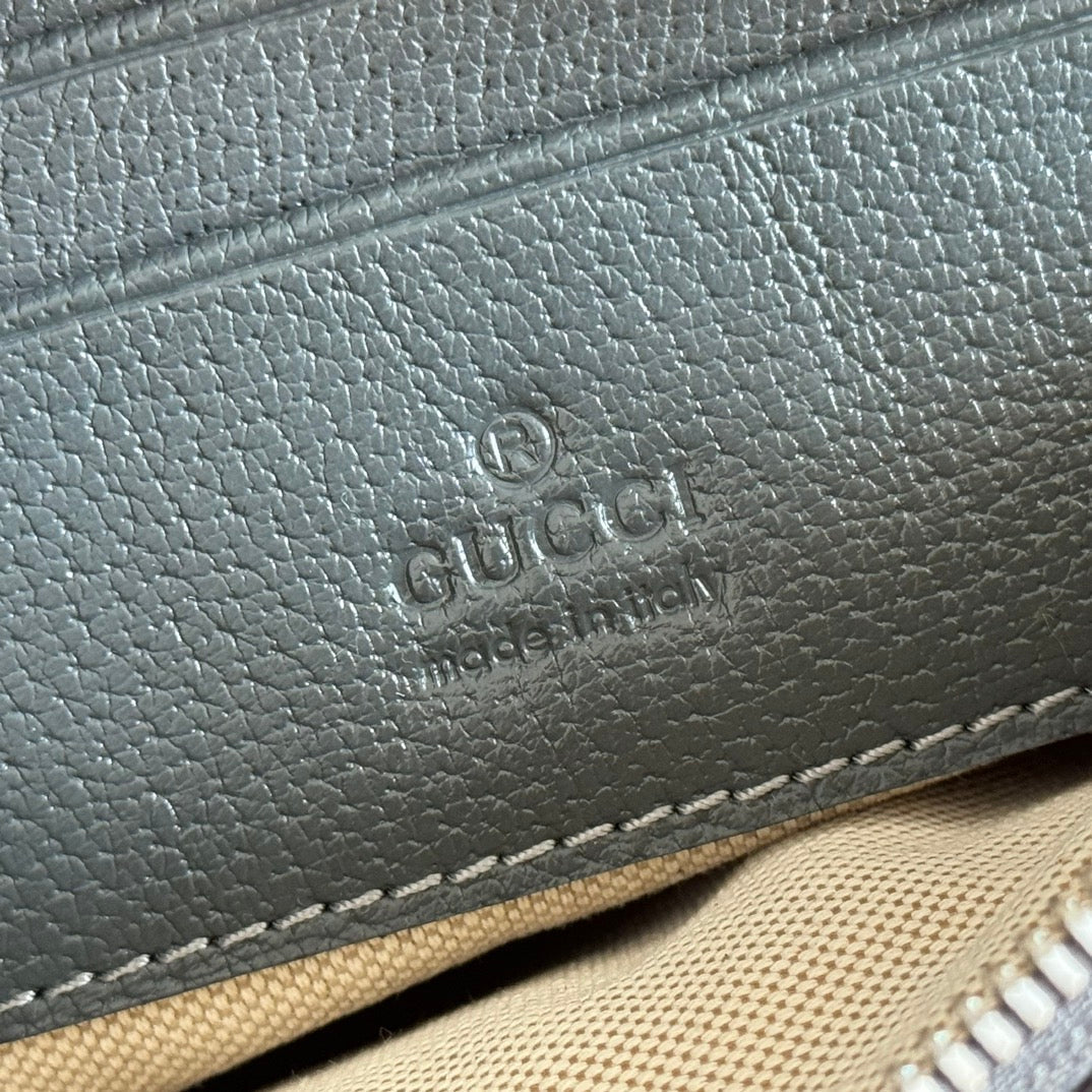 Gucci Ophidia Mini Handbag Gray Canvas Leather 272066