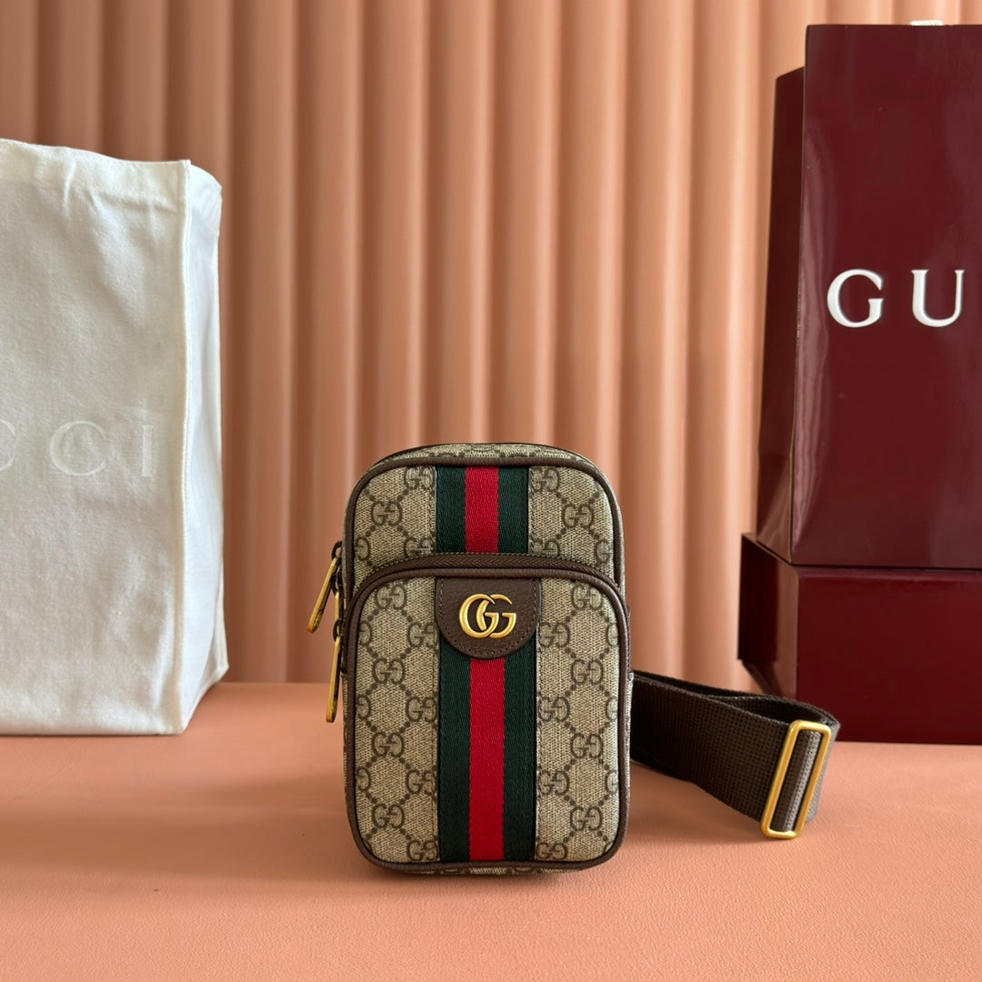 GG Ophidia Mini Messenger Beige& Dark Brown GG Monogram Fabric 272069