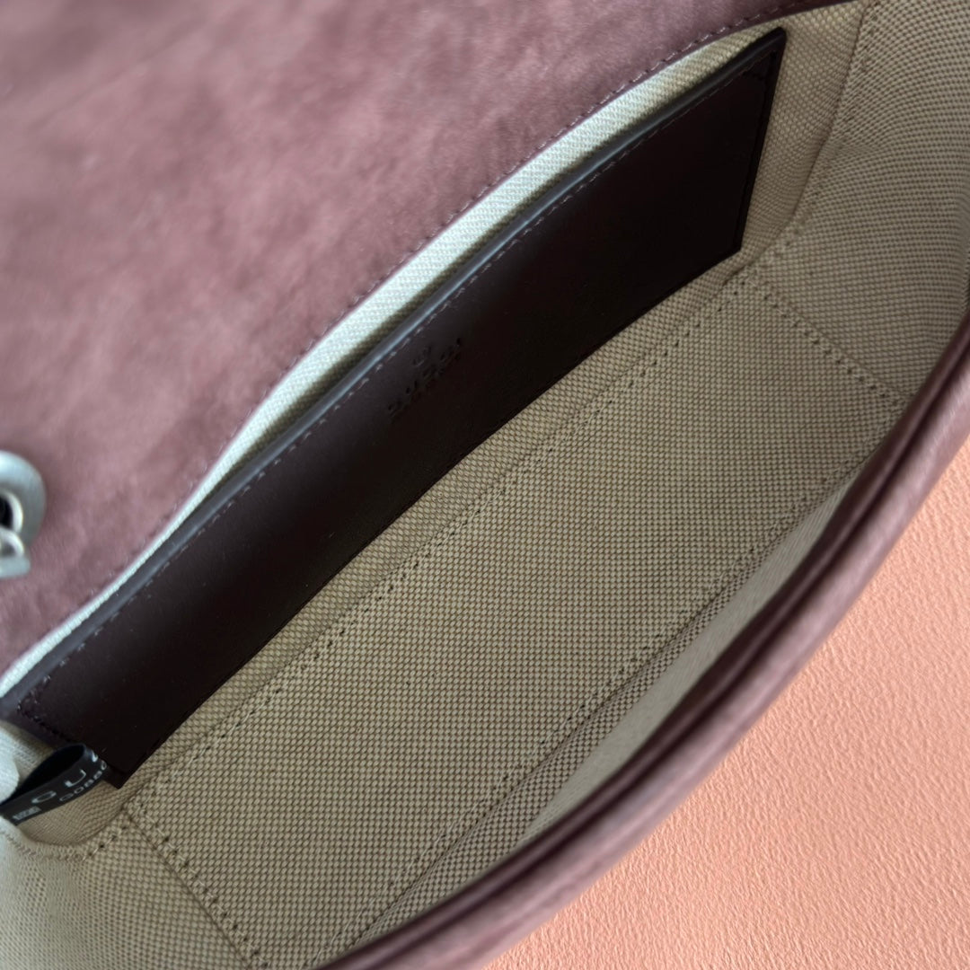 Gucci Marmont Bag 22 Red Brown Suede Gold Hardware 272098