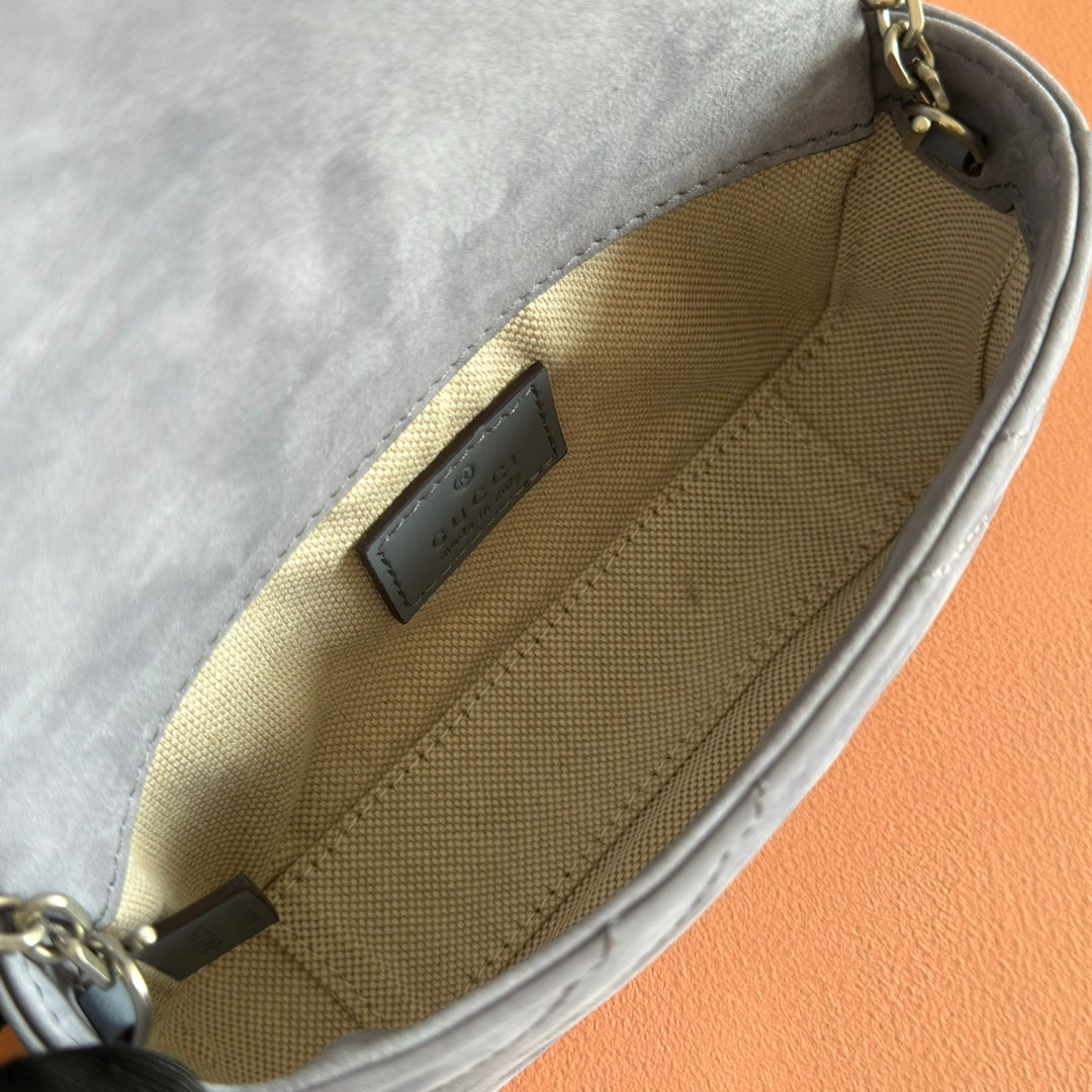 Gucci Marmont Bag 17 Gray Suede Gold Hardware 272092