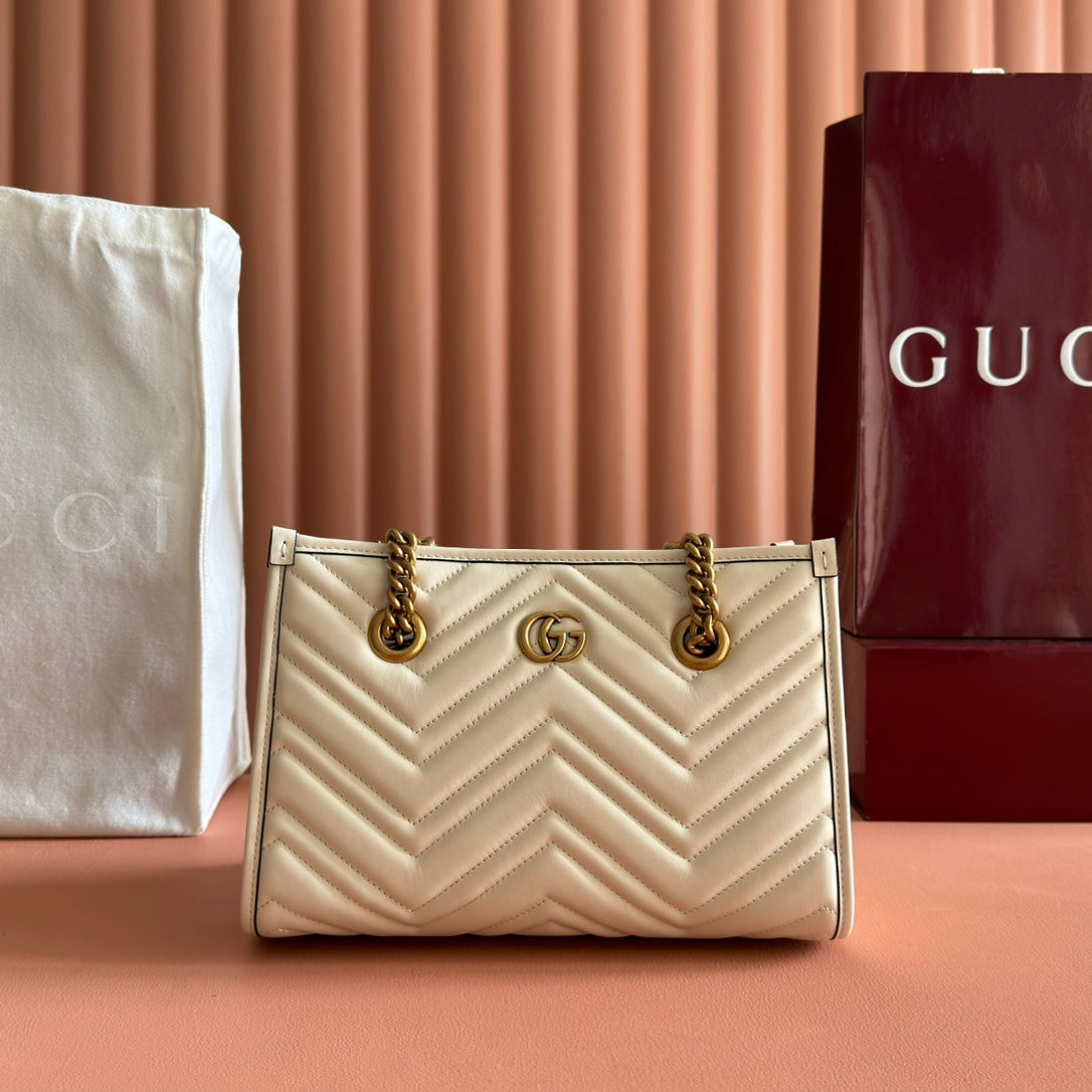 GG Marmont Matelasse Tote Beige Leather 271804
