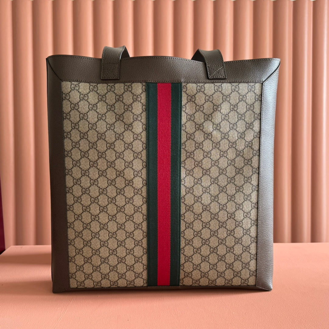 Gucci Ophidia GG Supreme Tote Bag 41cm Brown Beige Canvas 273714