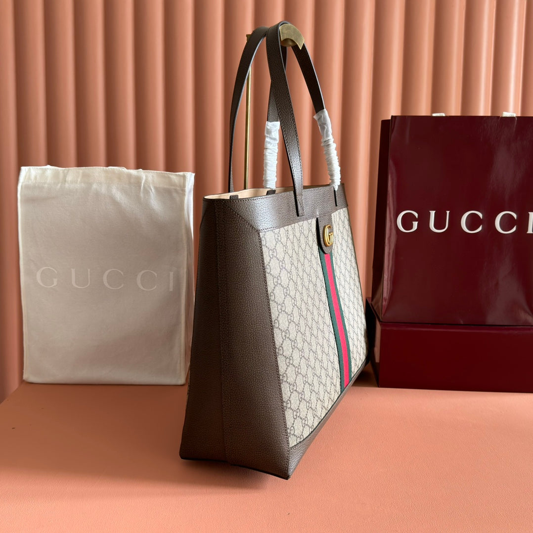 Gucci Ophidia GG Supreme Tote Bag 44cm Brown Beige Canvas 273715