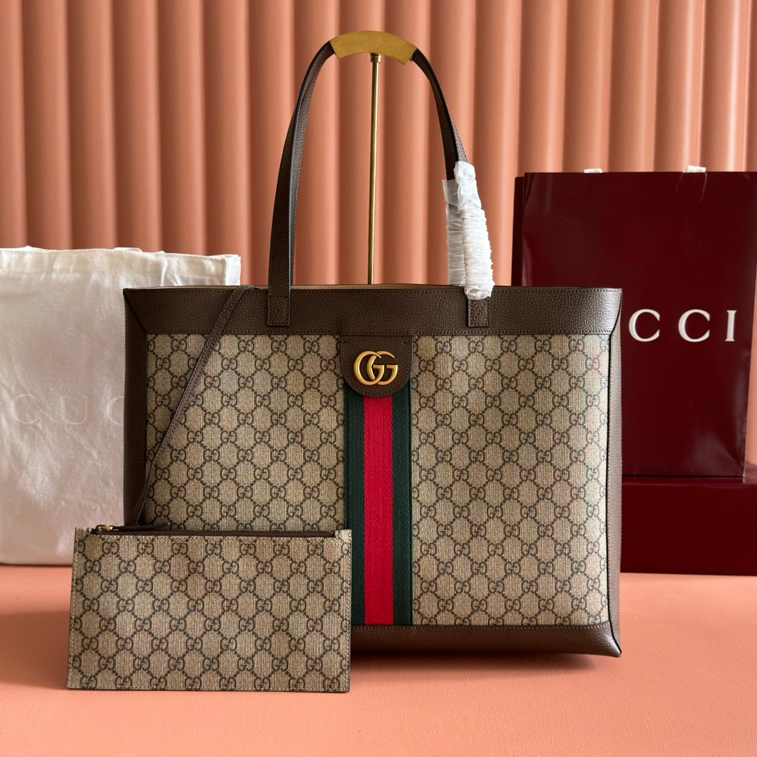 Gucci Ophidia GG Supreme Tote Bag 44cm Brown Beige Canvas 273715