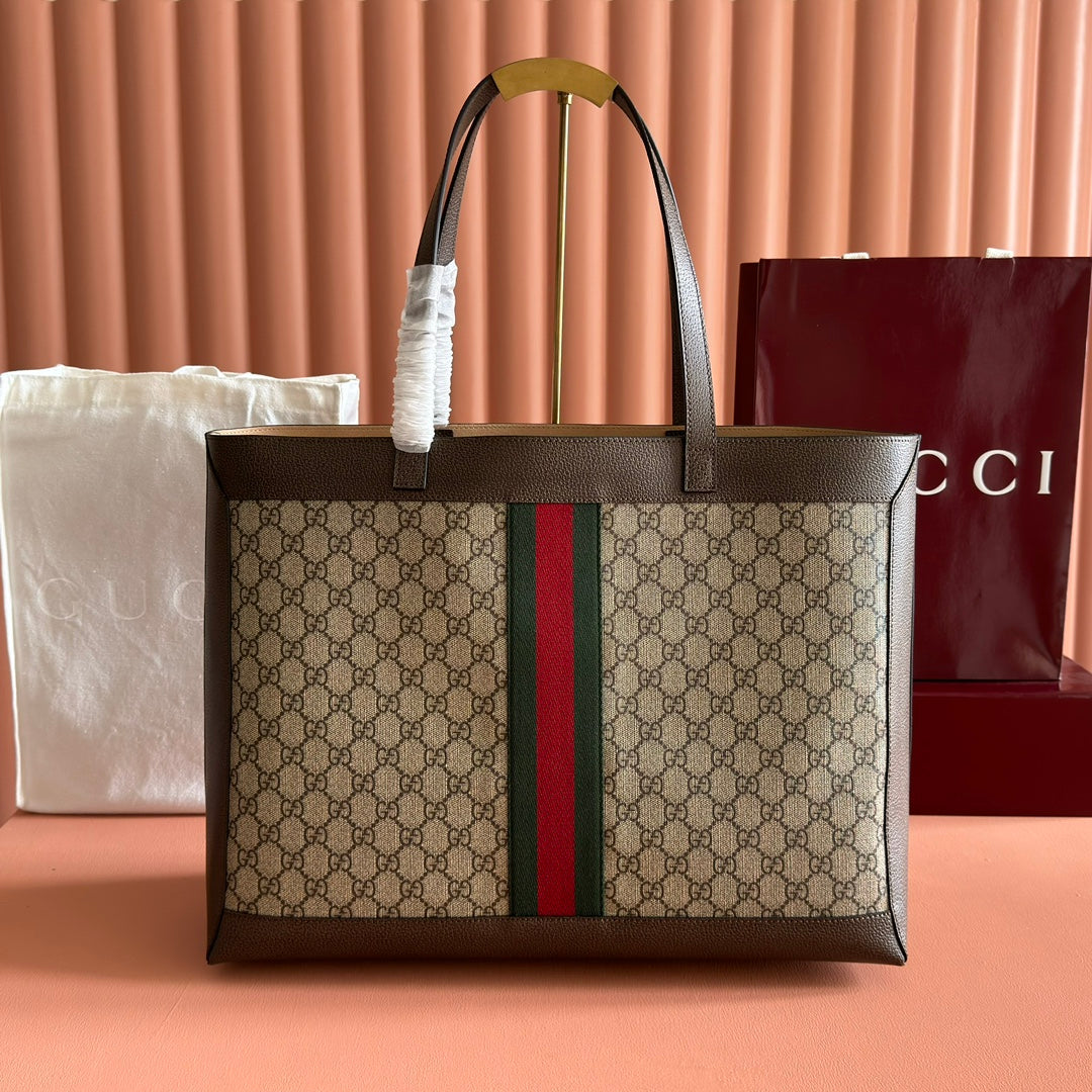 Gucci Ophidia GG Supreme Tote Bag 44cm Brown Beige Canvas 273715