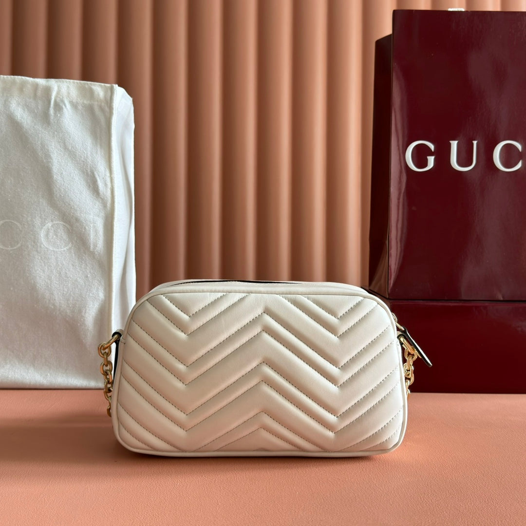 GG 2025 Marmont Bag 24cm White Gold Lambskin 273723