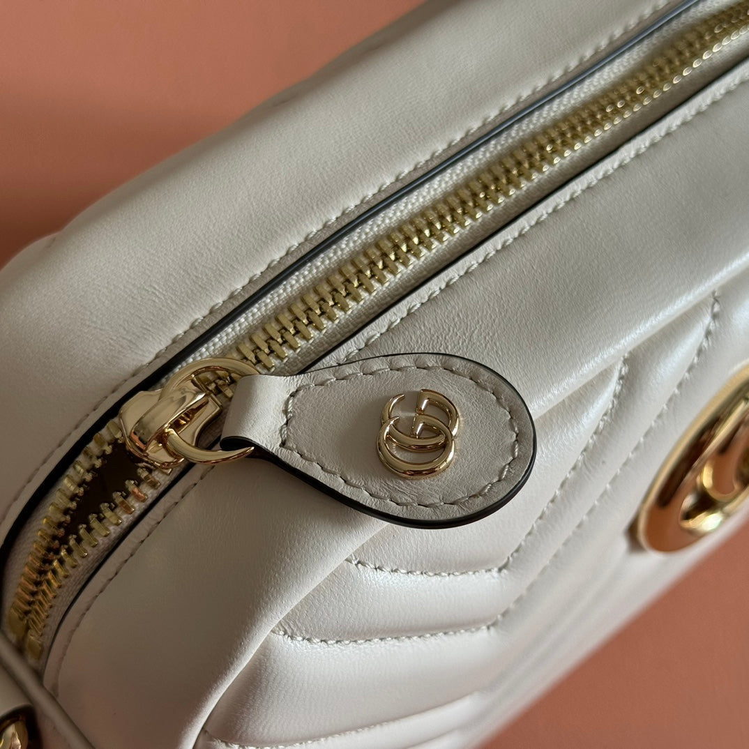GG 2025 Marmont Bag 24cm White Gold Lambskin 273723