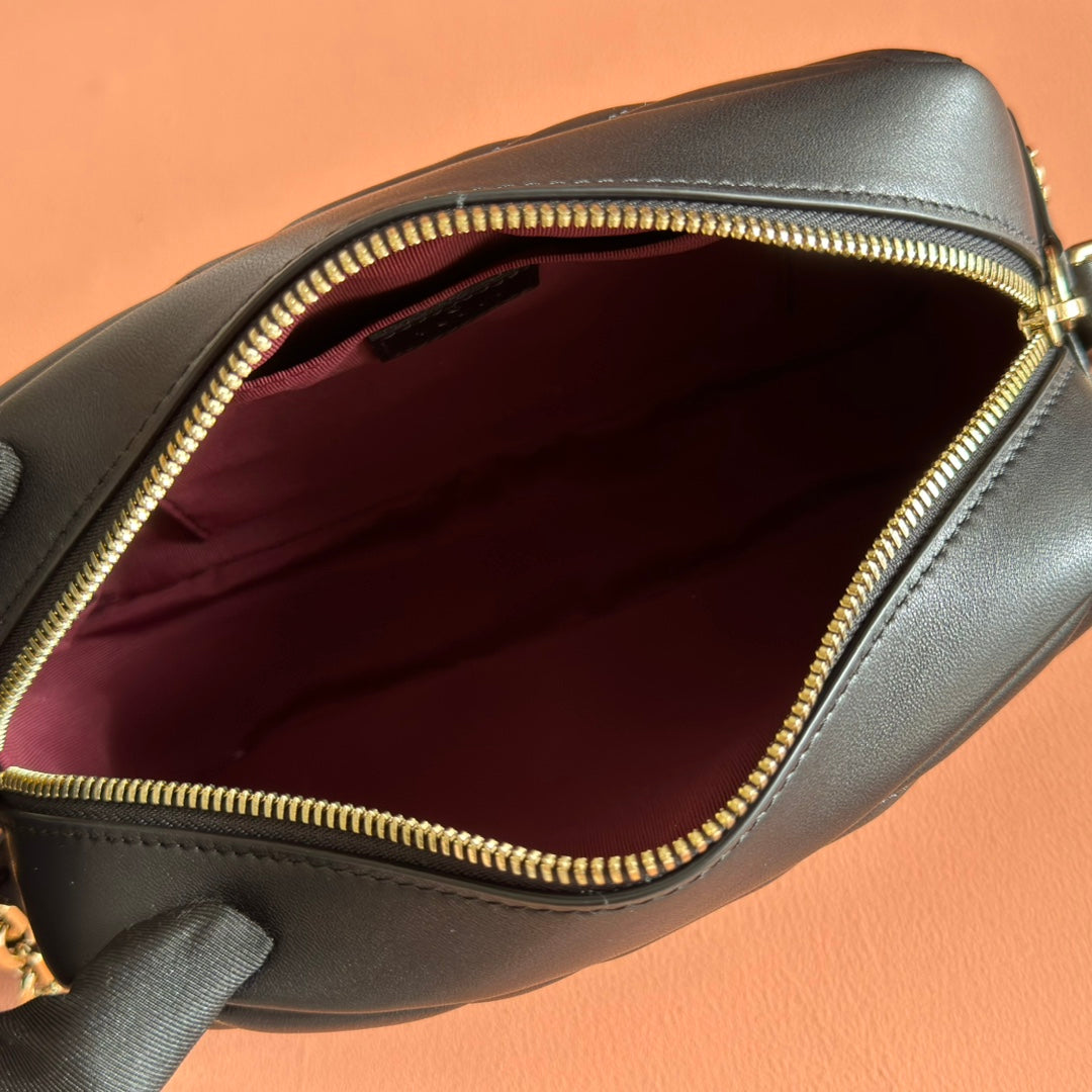 GG 2025 Marmont Bag 24cm Black Gold Lambskin 273724