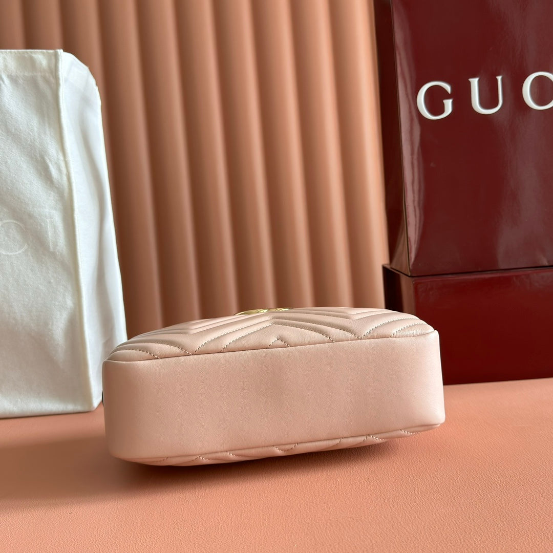 GG 2025 Marmont Bag 24cm Pink Gold Lambskin 273725