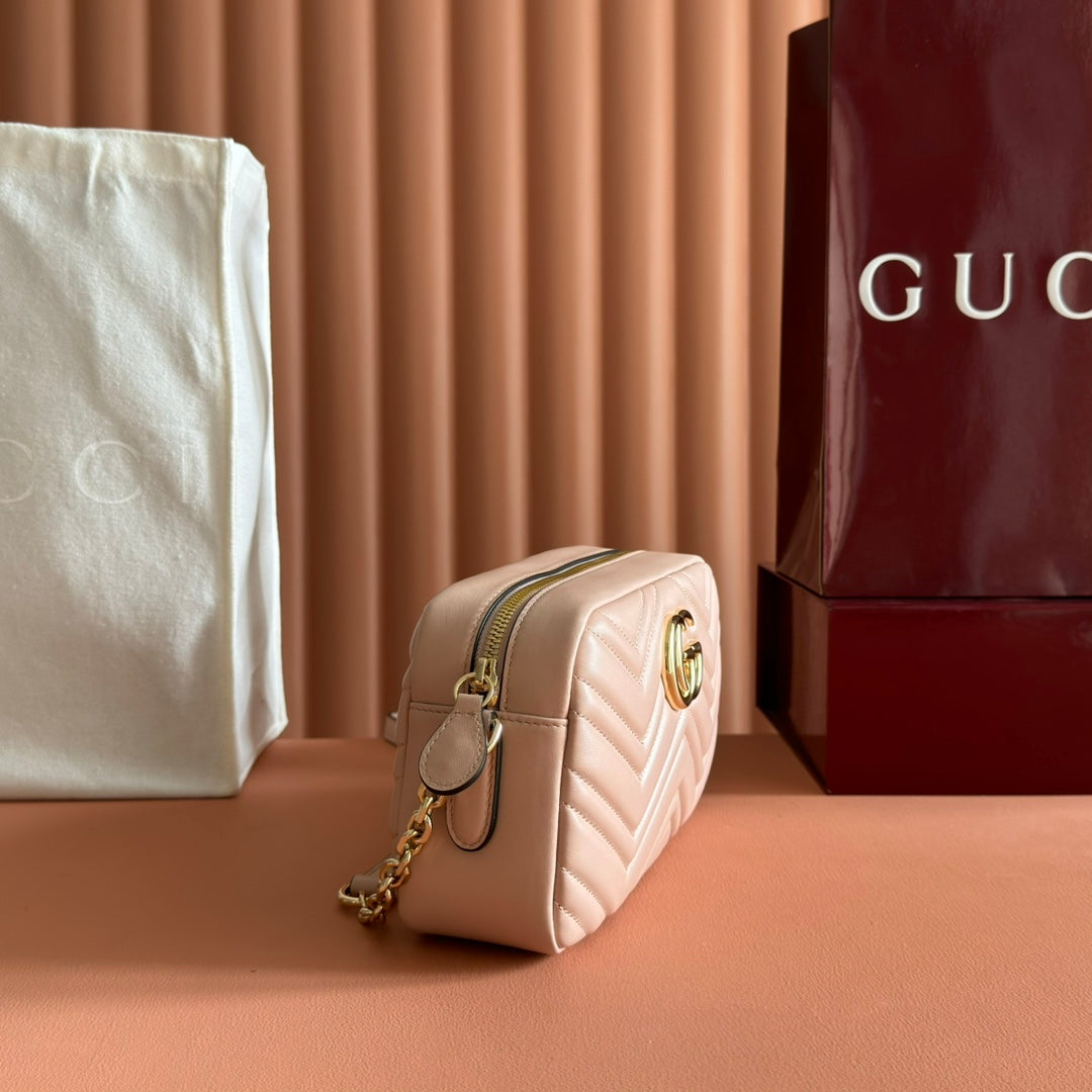 GG 2025 Marmont Bag 24cm Pink Gold Lambskin 273725