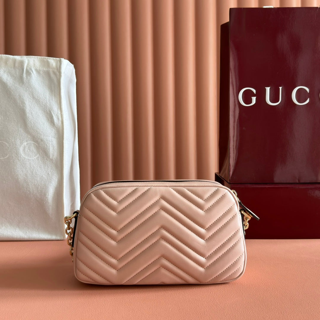 GG 2025 Marmont Bag 24cm Pink Gold Lambskin 273725
