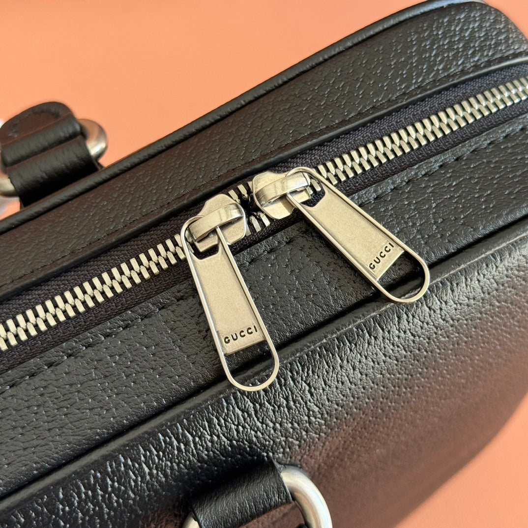 Gucci Ophidia Large Briefcase Black Leather Trim Cotton