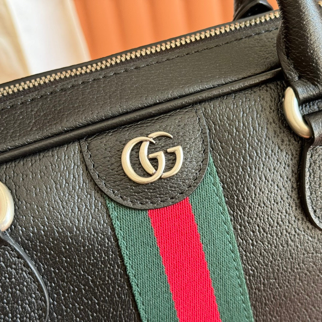 Gucci Ophidia Large Briefcase Black Leather Trim Cotton