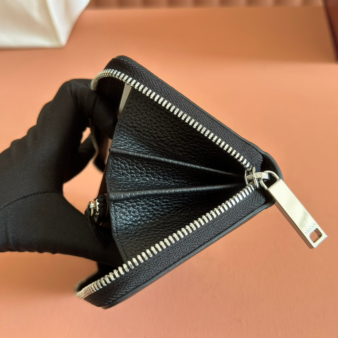 GG Zip-Around Wallet With Logo Black Grain Cowhide