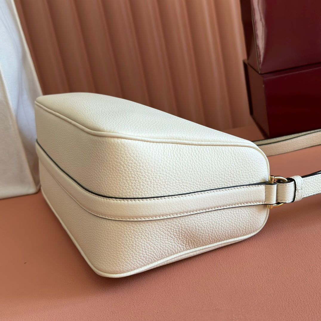 Gucci Half Horsebit Mini Bag 31.5 White Grain Cowhide 273166