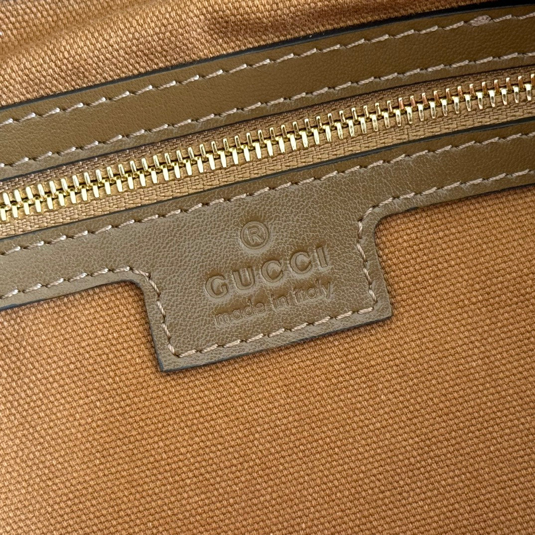 GG Beatrix Medium Tote Bag Brown Suede GHW