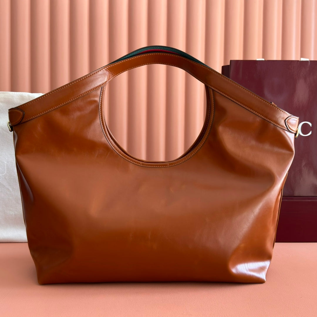 GG Giglio Large Tote Bag 60cm Brown Leather