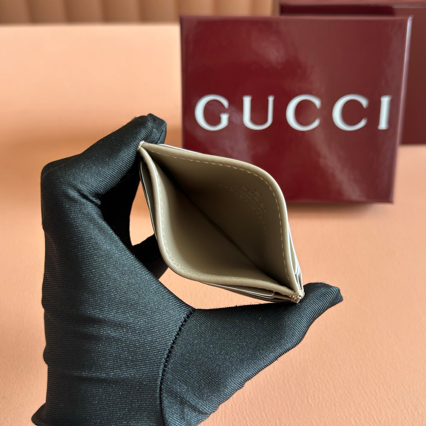 GG Marmont Quilted Card Holder Taupe Matelassé Leather