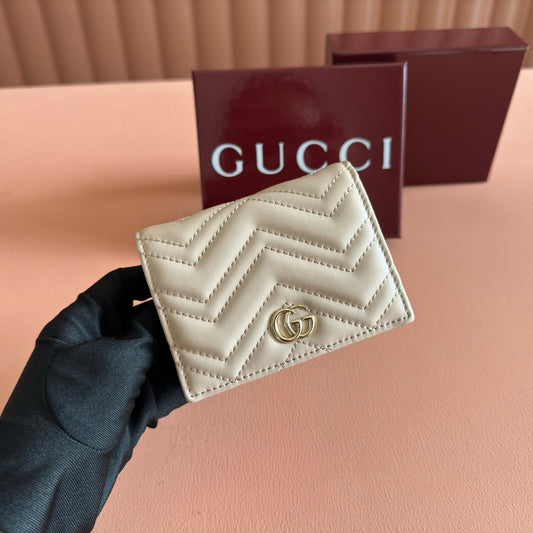 GG Marmont Quilted Card Holder Light Beige Matelassé Leather