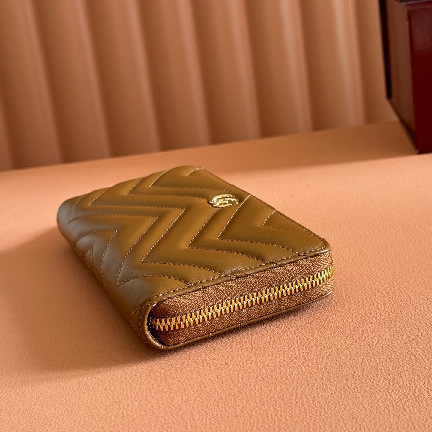 GG Marmont Zip-Around Wallet Brown Matelassé Leather