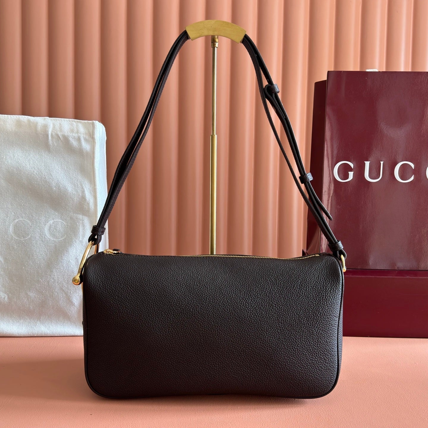 GG Half Horsebit Bag 31.5cm Black Grain Leather