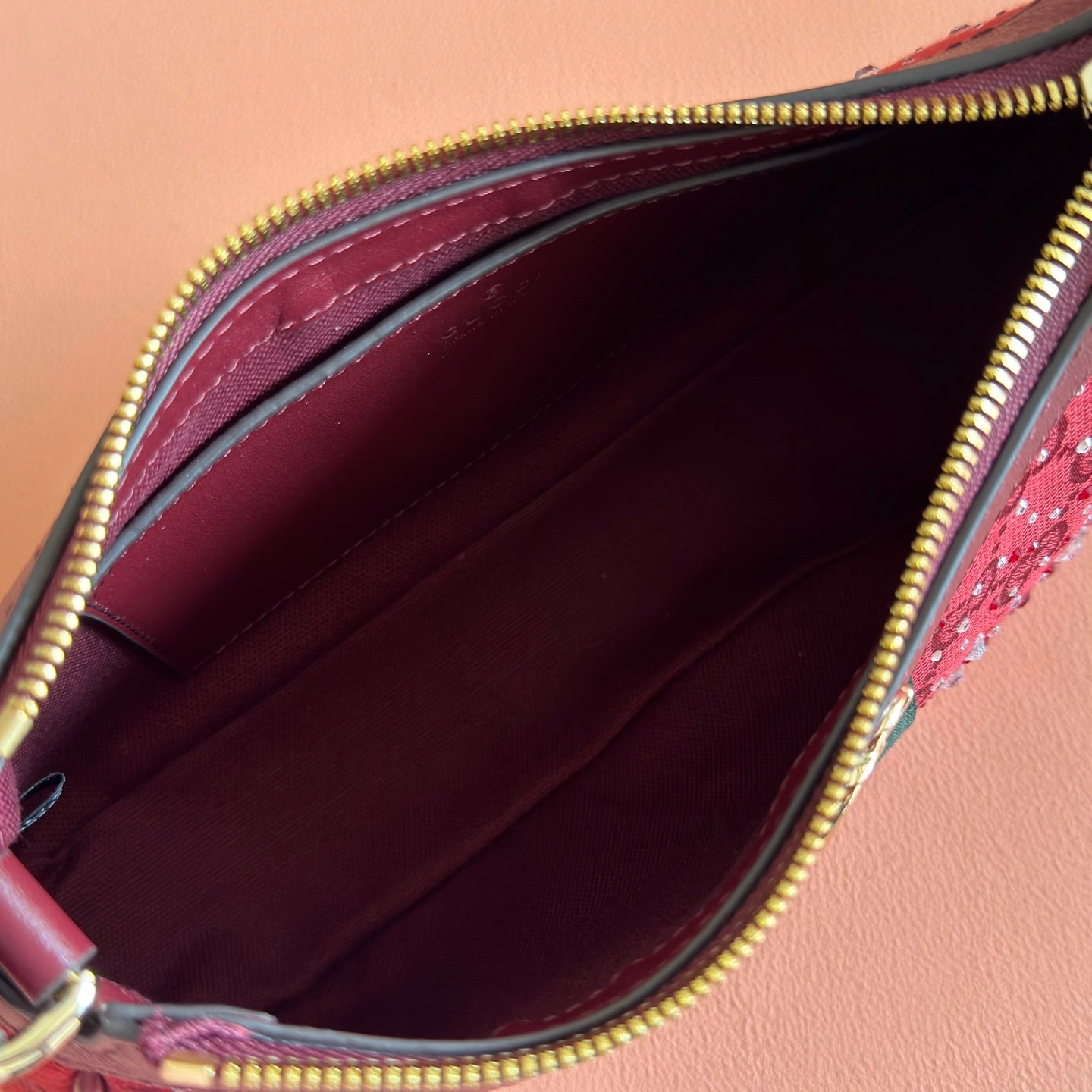 GG Ophidia Crystals Small Shoulder Bag 26cm Burgundy Canvas