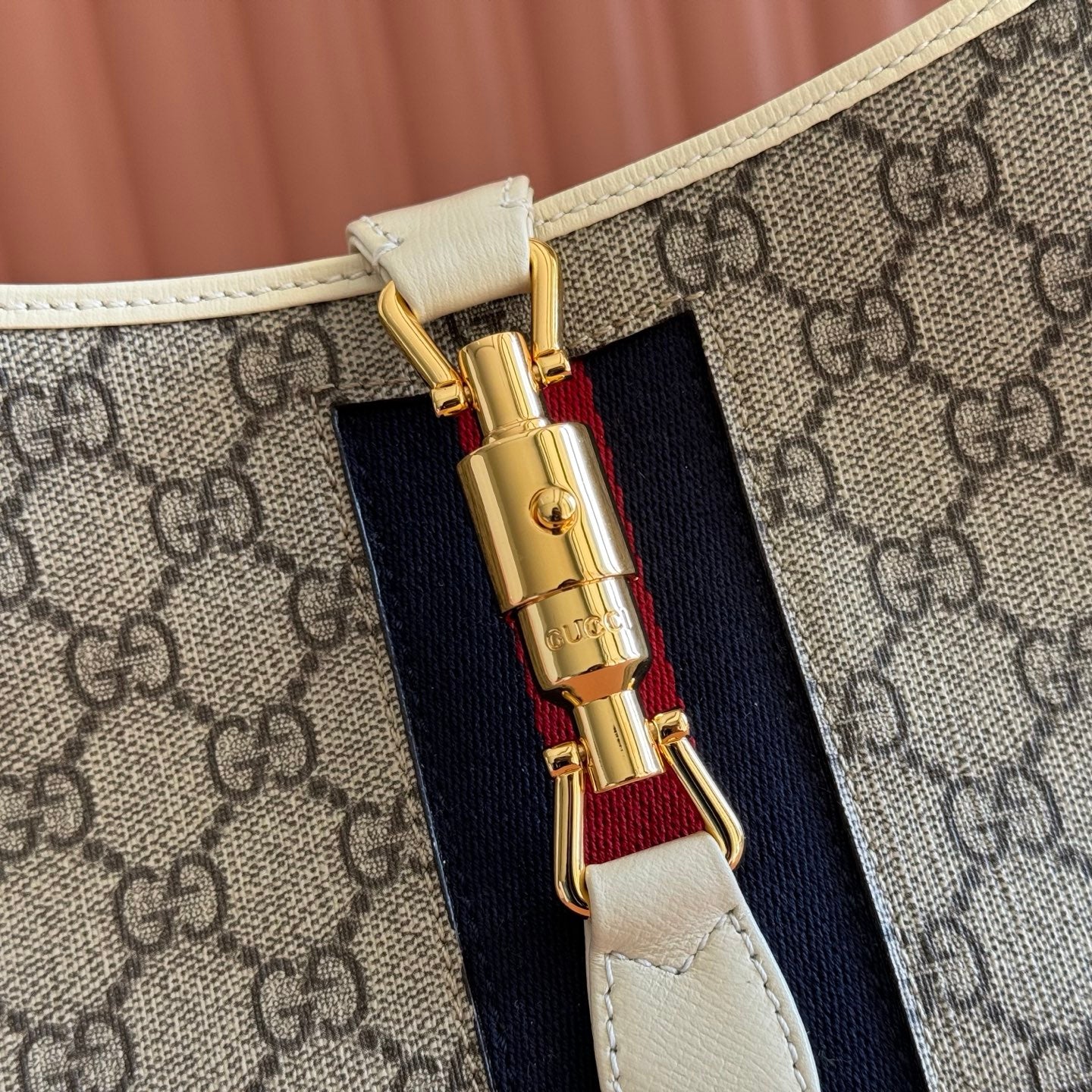 GG Jackie 1961 Shoulder Bag White Black Canvas Lambskin 292675