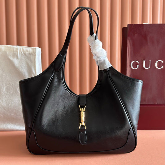 GG Mercato Medium Tote Bag Black Lambskin