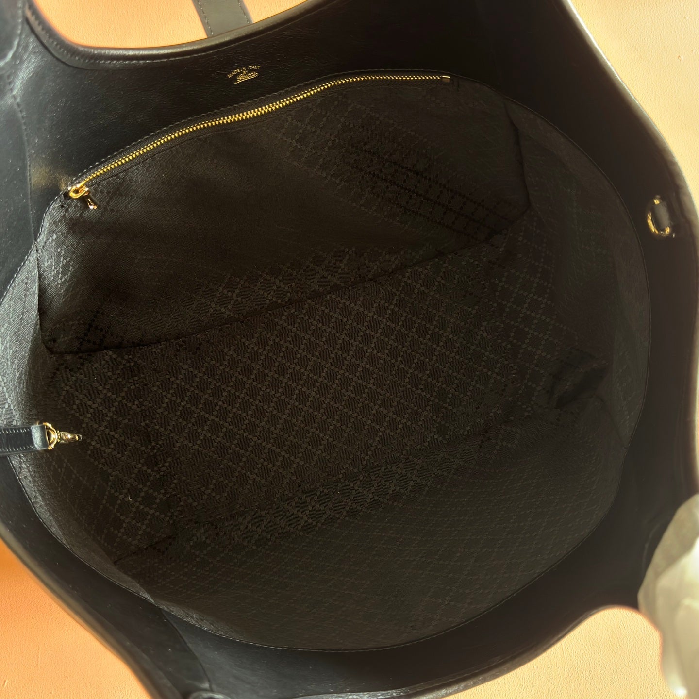 GG Mercato Medium Tote Bag Black Lambskin