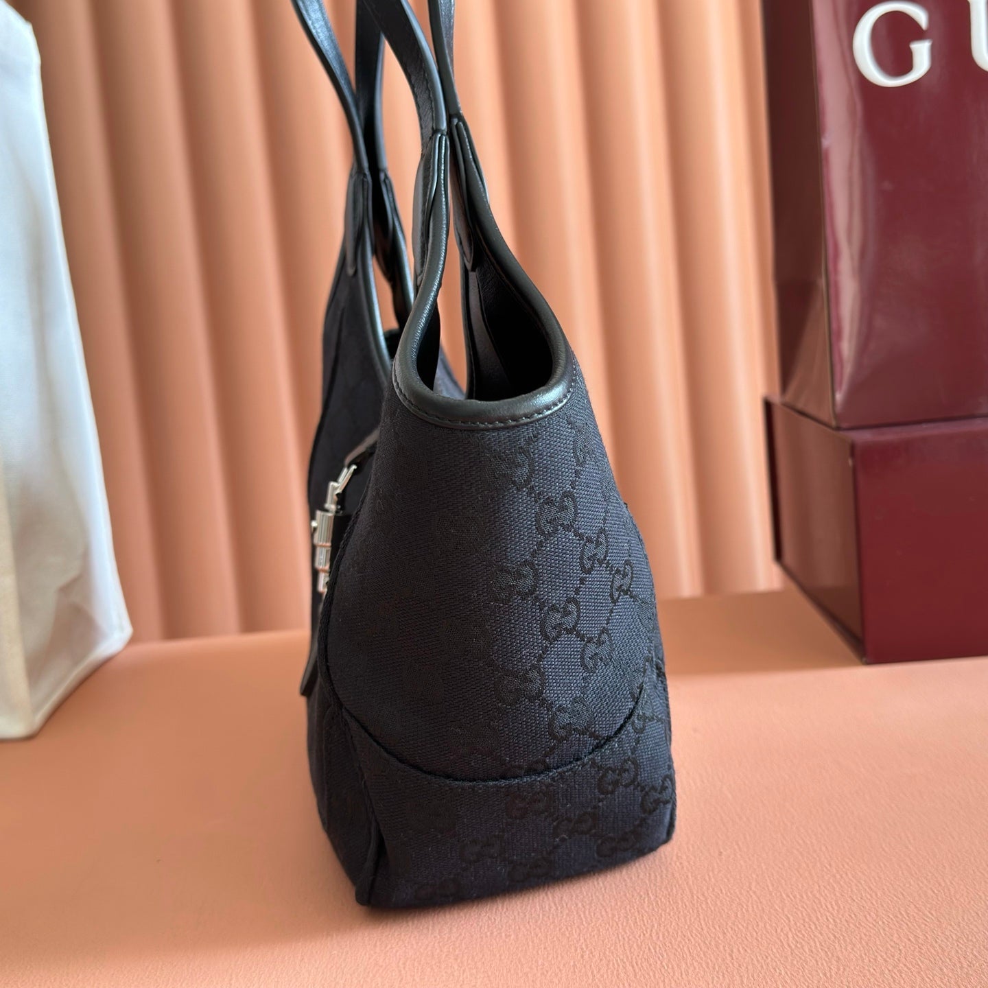 GG Mercato Small Tote Bag Black Canvas