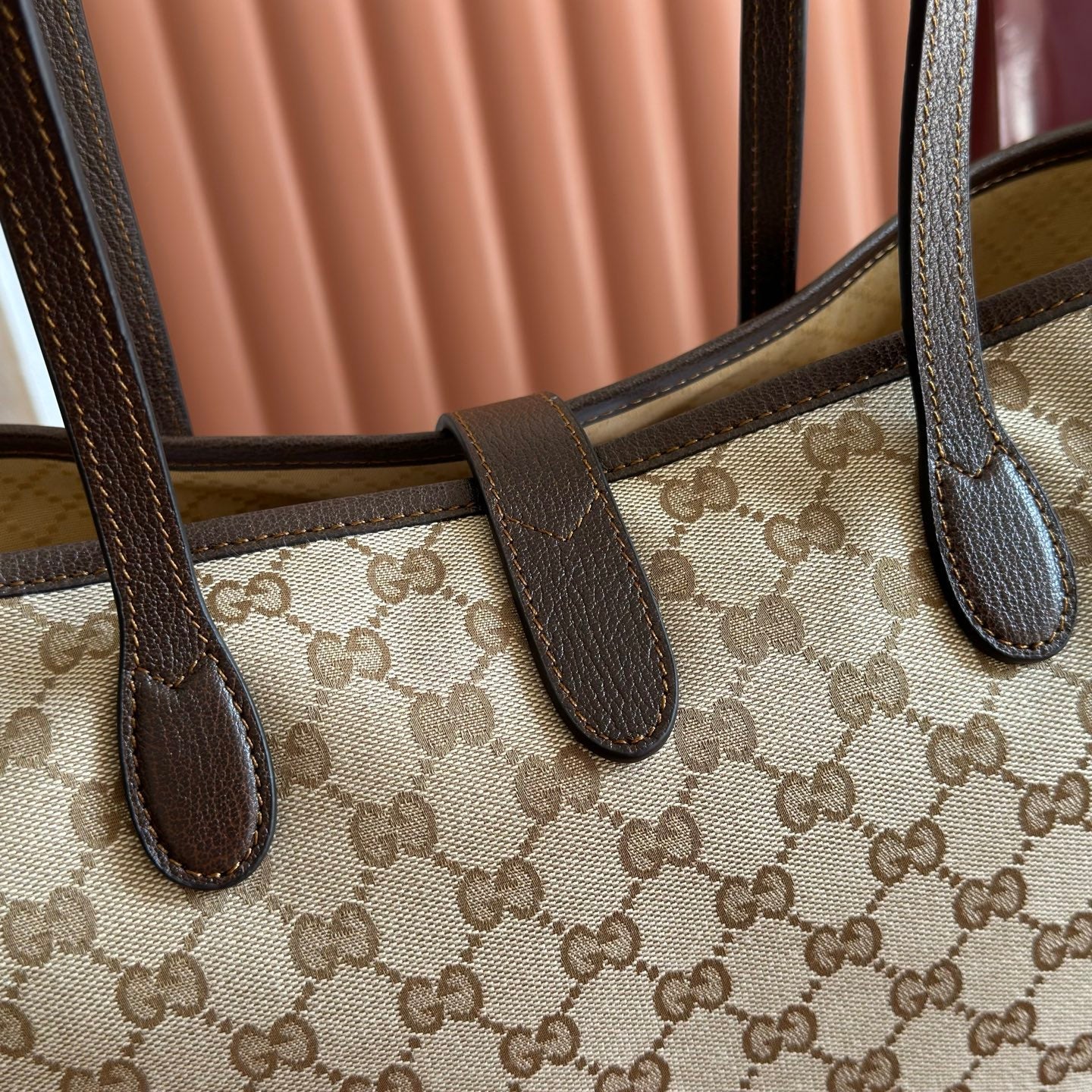 GG Jackie Medium Tote Bag Brown Beige Canvas