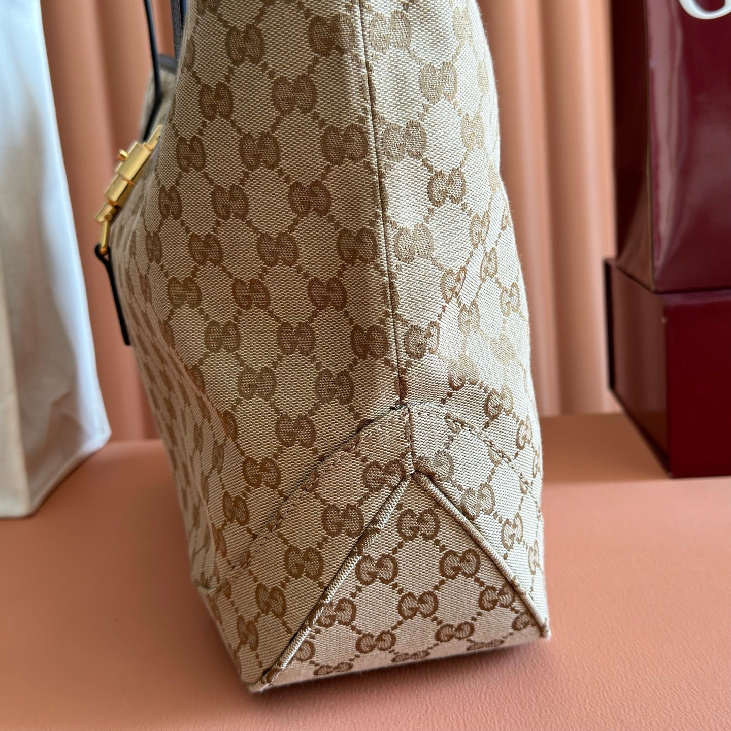 GG Jackie Medium Tote Bag Brown Beige Canvas
