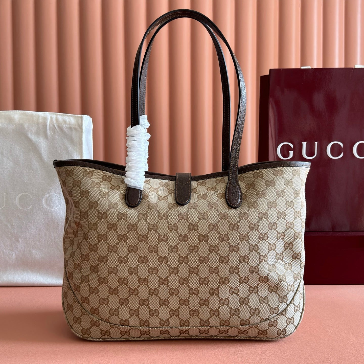 GG Jackie Medium Tote Bag Brown Beige Canvas