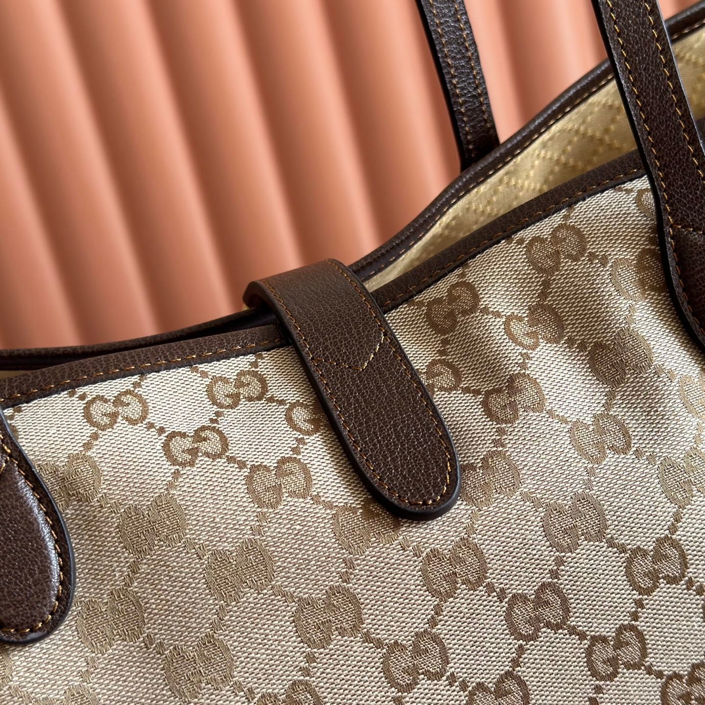 GG Jackie Large Tote Bag Brown Beige Canvas