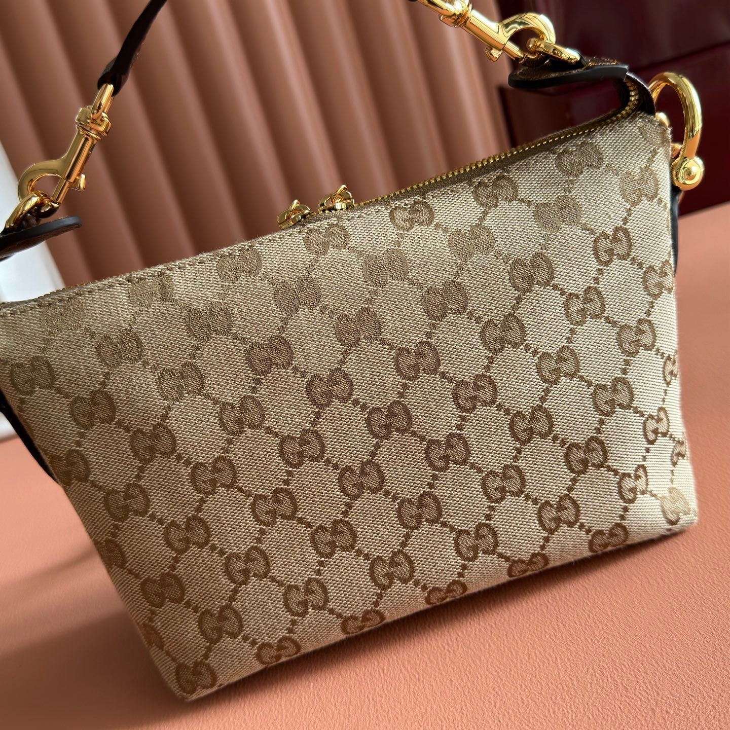 GG Brera Small Crossbody Bag Beige Brown Canvas