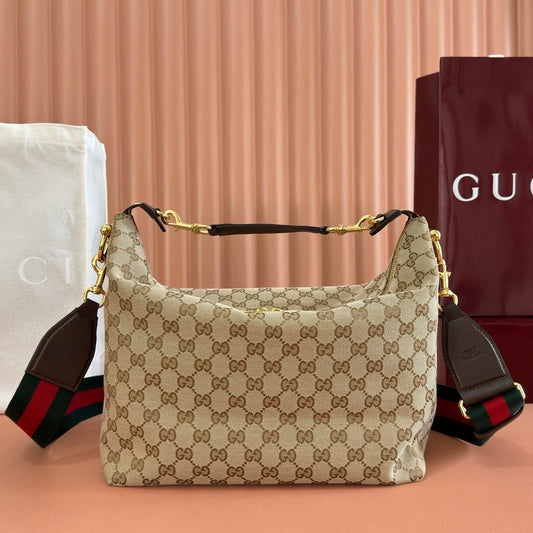 GG Brera Medium Crossbody Bag Brown Beige Canvas