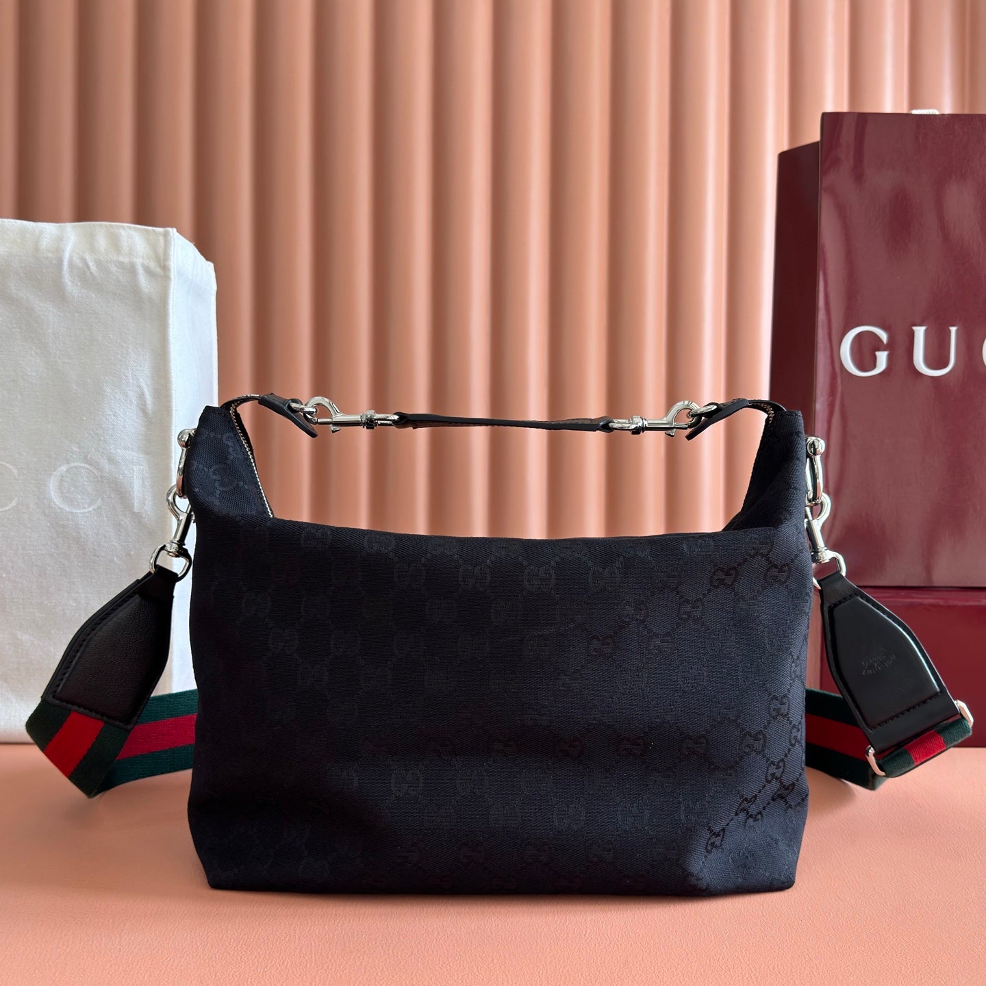 GG Brera Medium Crossbody Bag Black Canvas