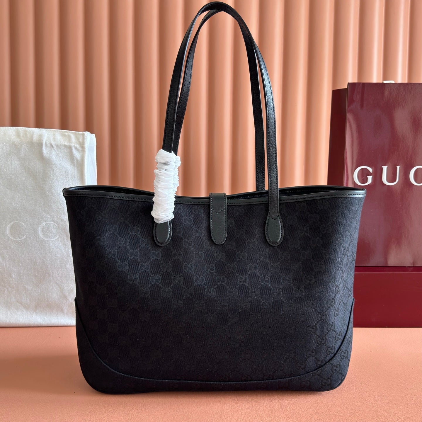 GG Jackie Medium Tote Bag Black Canvas