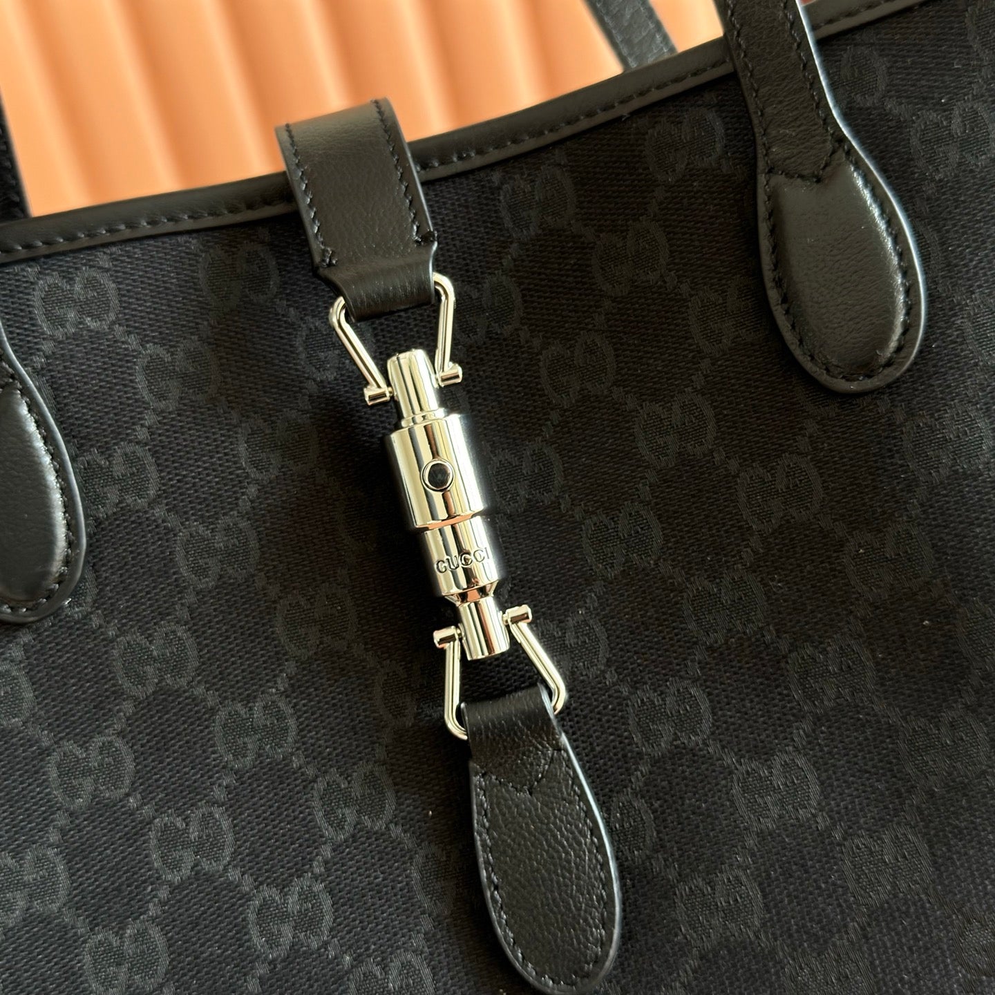 GG Jackie Medium Tote Bag Black Canvas