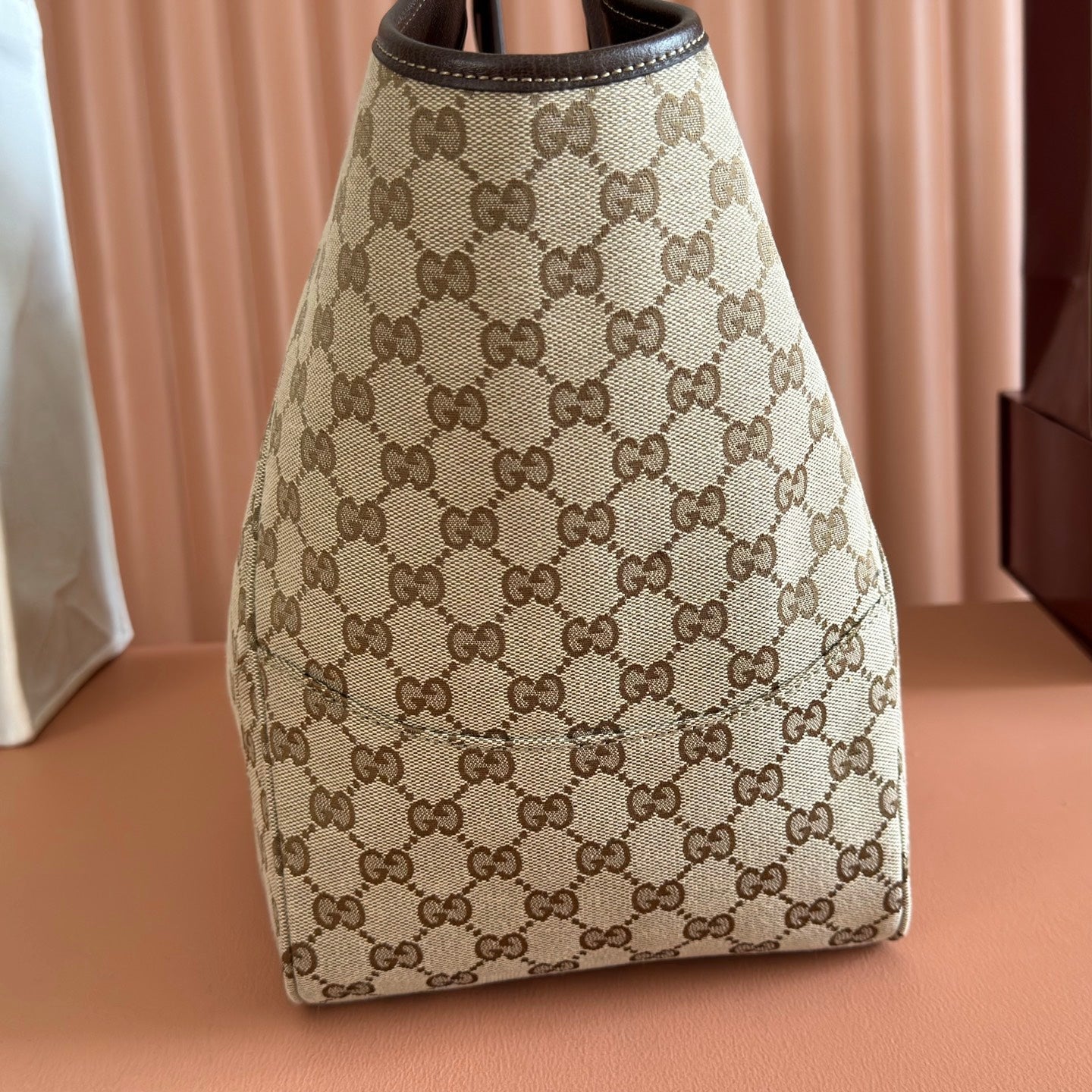 GG Mercato Large Tote Bag Beige Brown Canvas