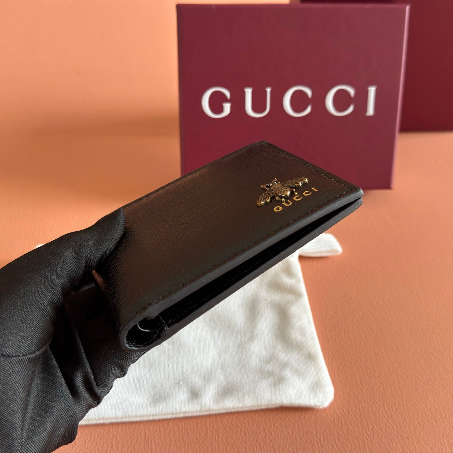 GG Animalier Wallet Black Leather