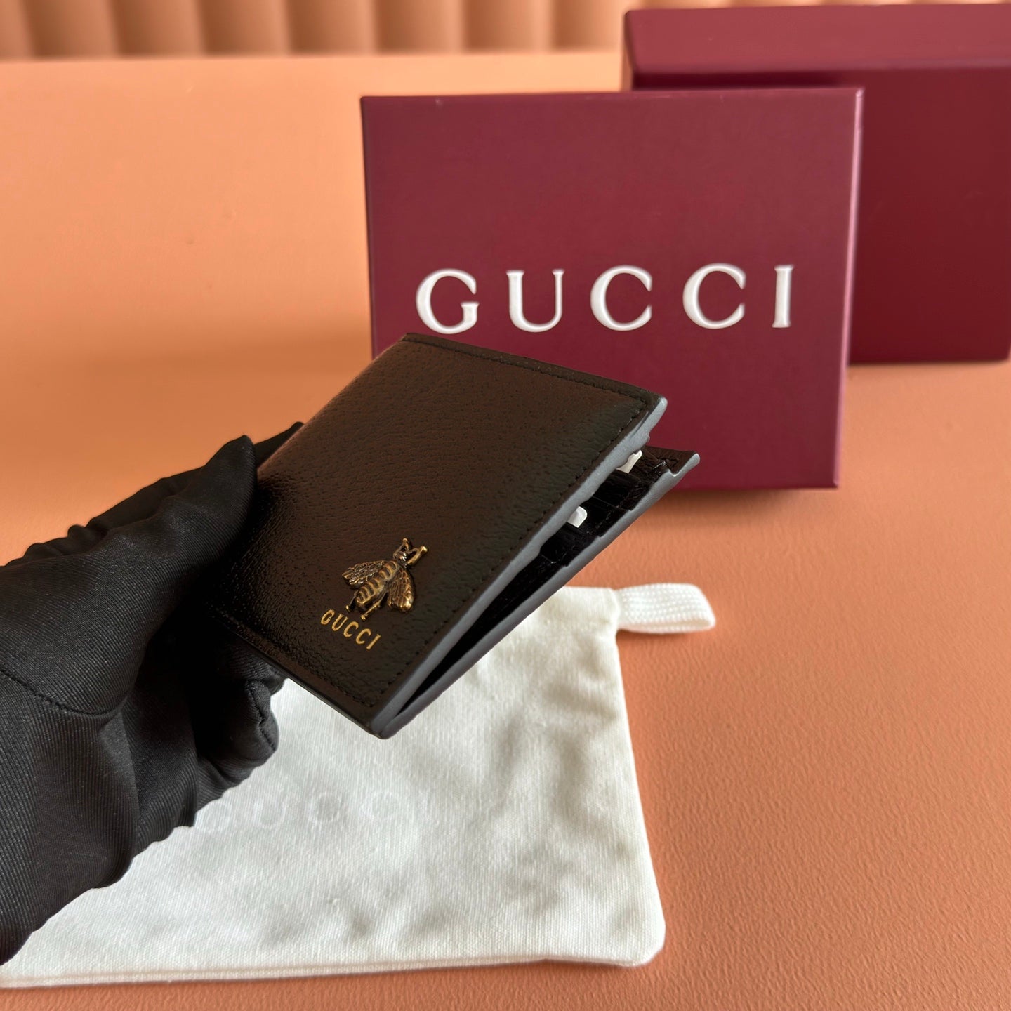 GG Animalier Wallet Black Leather