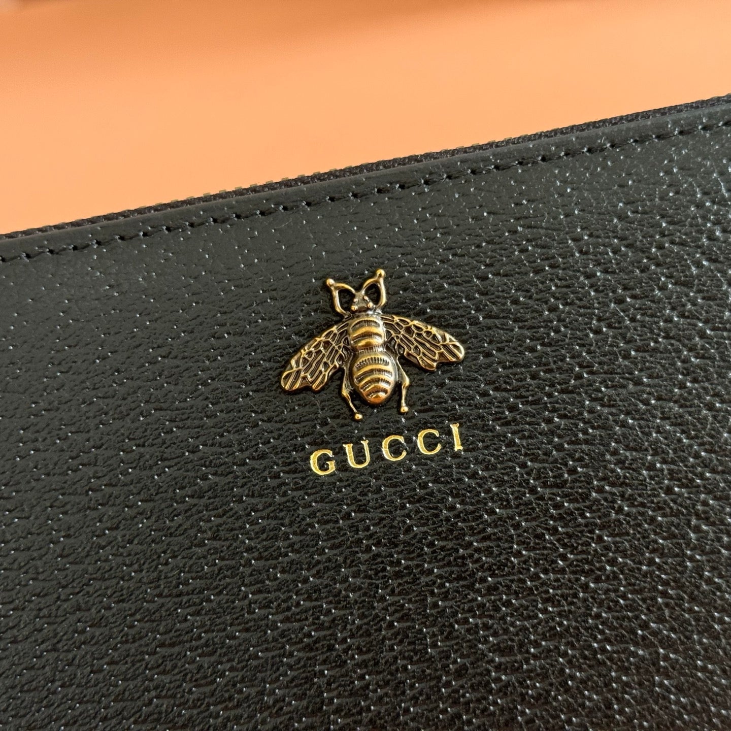 GG Animalier Zip-Around Wallet Black Leather
